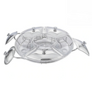 Rechaud Giratório Com 6 Compartimentos Aço Inox e Vidro 52cm