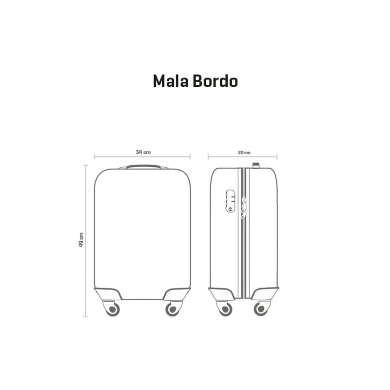 Mala de Viagem Bordo 8 Kg com Rodas 360° Vega 3T - Dourado