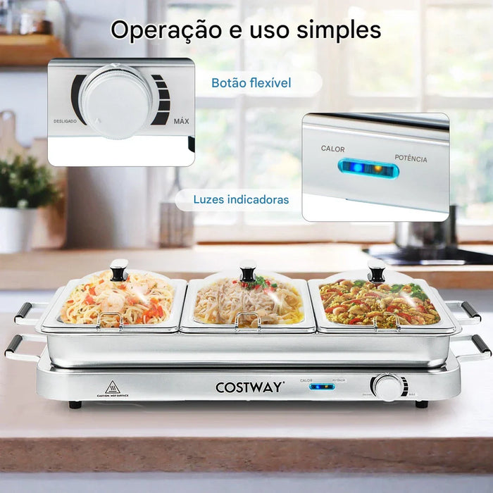 Bandeja de Aquecimento Elétrica Aquecedor de Alimentos Servidor Buffet 450W